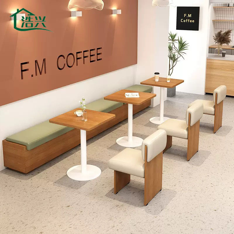 Trendy Milk Tea Shop Table and Chair Set Dessert Bakery Cake Shop Casual Meeting Café Wall Booth Sofa Stool
