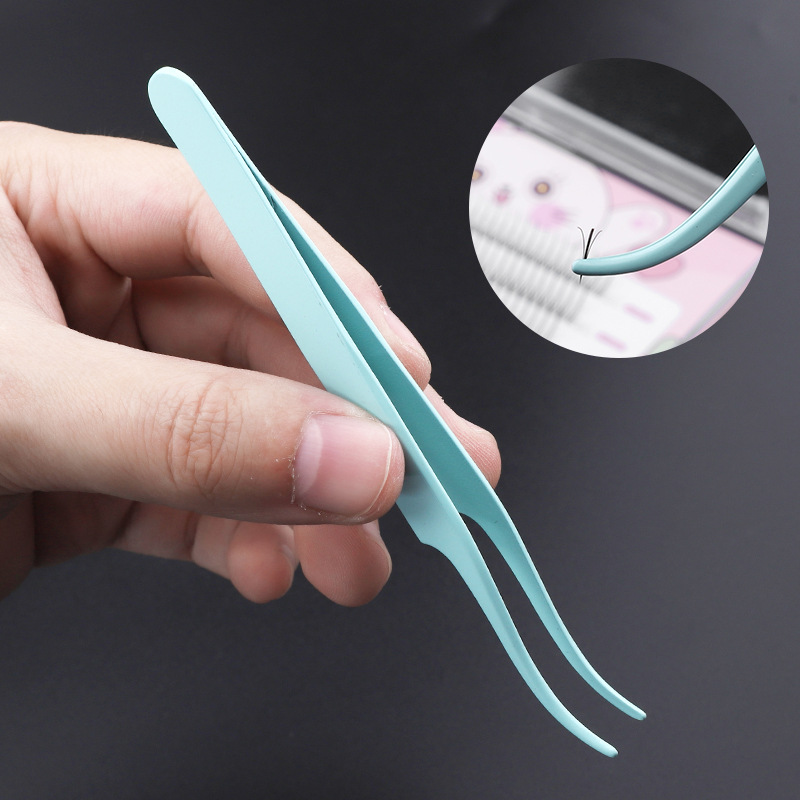 False Eyelash Tweezers Stainless Steel Self-grafting Blooming Tweezers Sticker Double Eyelid Sticker Portable Beauty Tools Dolphin Clip