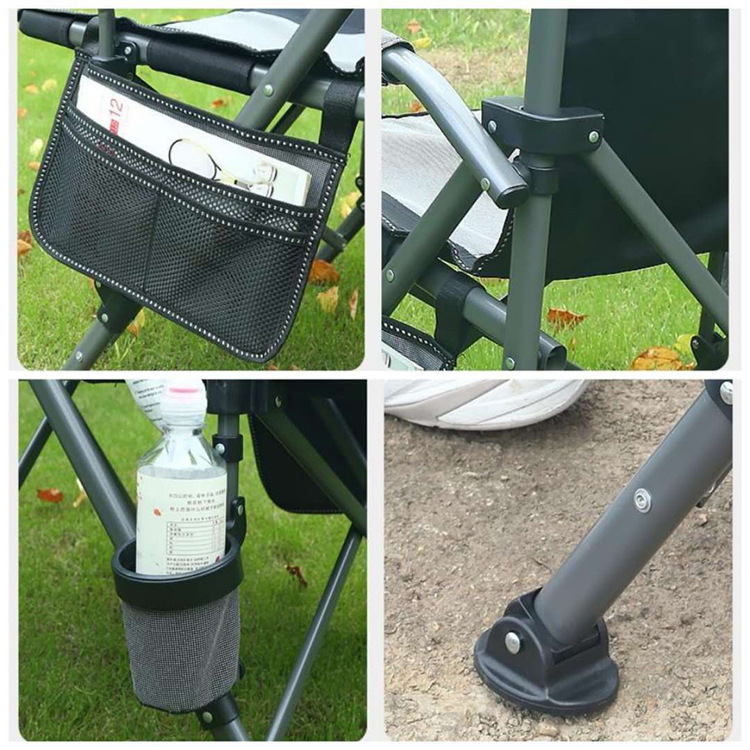 Outdoor Folding Chair Portable Self-driving Camping Director Chair Thick Backrest Armrest Horseshoe Beach Fishing Chair