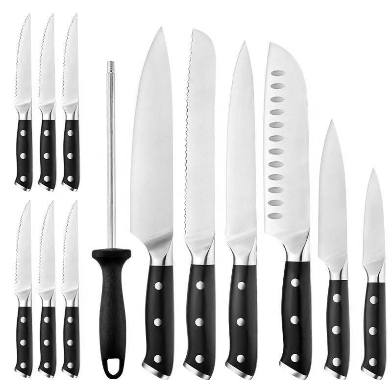 Cross-Border Nordic Style Stainless Steel Abs Chef's Knife Bread Knife Slicing Knife Fruit Knife Mirror Light High-End Knife Set