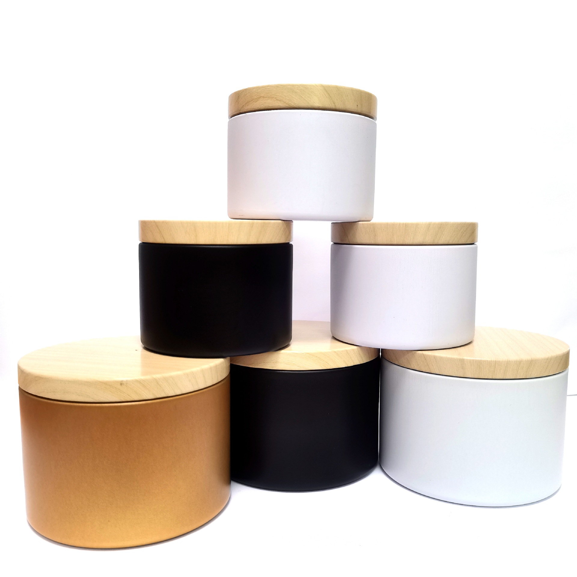 Cross-border in stock candle jar 4oz aromatherapy candle jar manufacturers wood grain candle tinplate candle jar cup