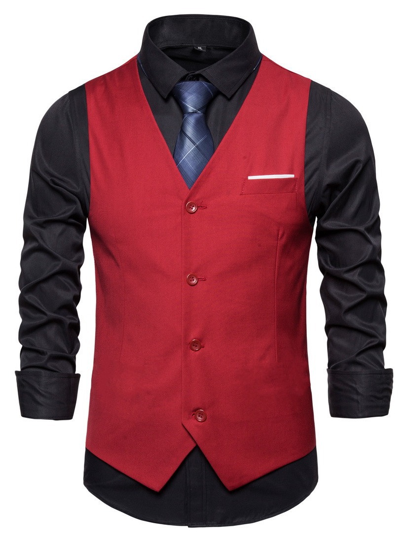 Retro British slim fit men's suit vest casual business professional vest Korean style youth business suit vest