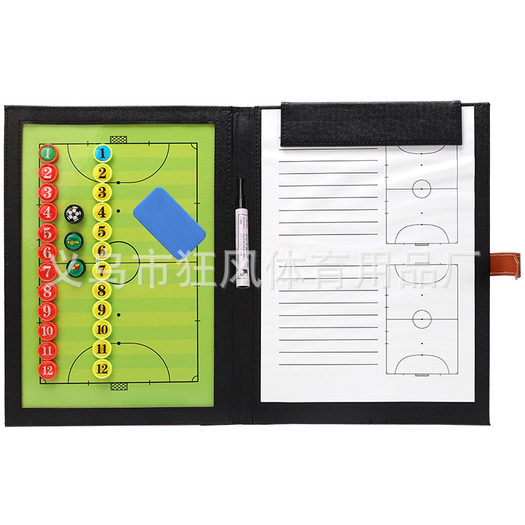 Wholesale five-a-side football tactical board leather teaching board foldable with magnetic coach sand table with magnetic stone eraser