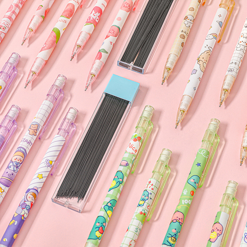 Cartoon peach automatic pencil primary school student High-looking movable pencil cute cut-free push pencil wholesale