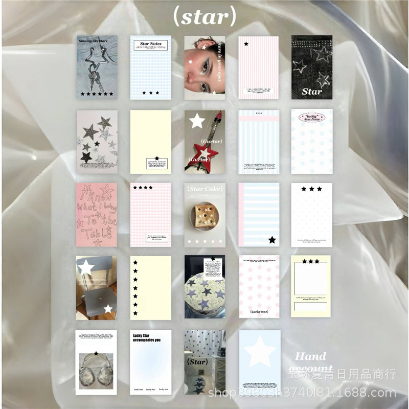 Original material paper star Denim ballet bow M5 hand account collage backing paper can be perforated to make inner pages
