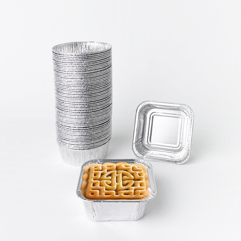 Square Moon Cake Tin Paper Cup Round French Cheese Moon Cake Cake Mold Tin Paper Shoulder Carbon Burning Moon Cake Cup Baking Mold
