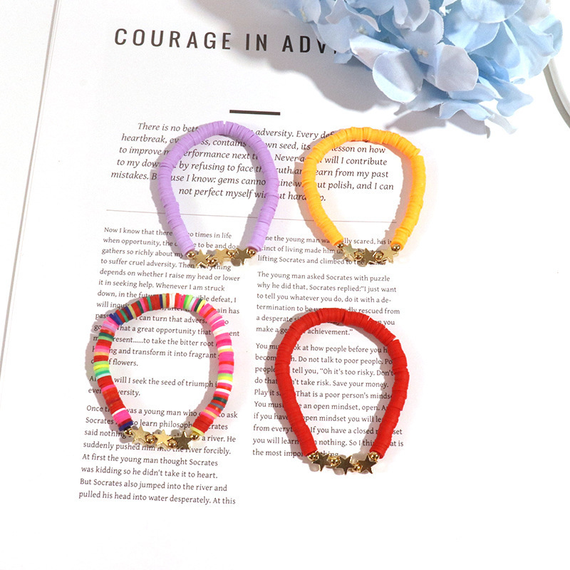 Amazon's Best-Selling Rainbow-Colored Peach Heart Soft Clay Bracelet, Fashionable, Simple, Everyday, Versatile, Fresh Peach Heart Bracelet