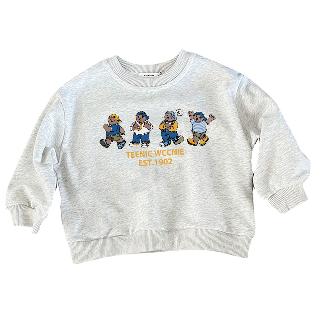 Fleece-Lined Unisex Children's Crewneck Sweatshirt, Autumn and Winter 2026 New Style, Stylish Cartoon Anime Casual Versatile Top