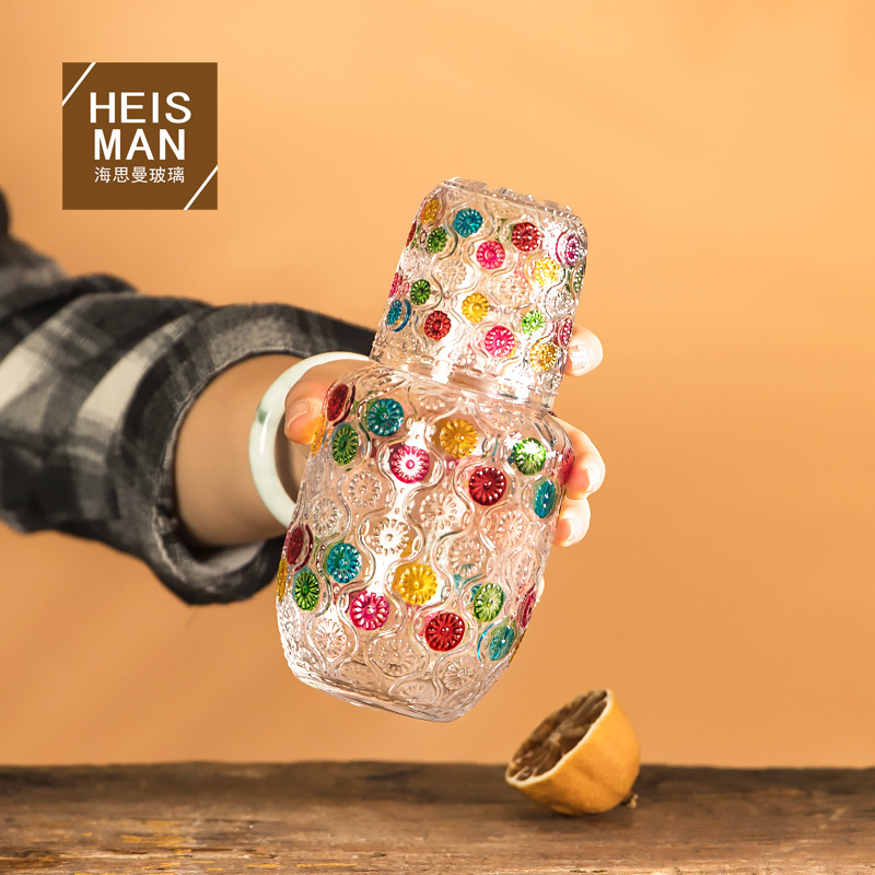 Европейская стильная ретро бутылка для холодной воды с рельефным узором, ручная роспись, одиночный чайник, бутылка для холодной воды для одного человека, набор для питья вина