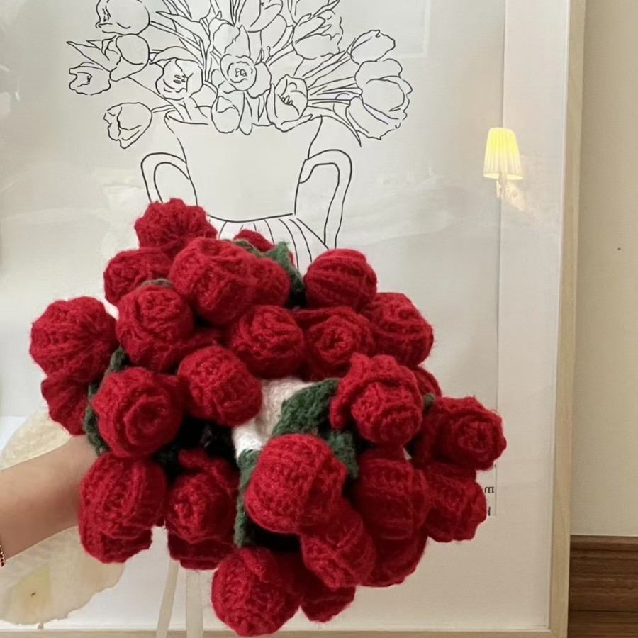 Готовые ручные одеяла, вязаные одеяла с букетом роз, подарки на день святого Валентина для друзей, свадебные подарки