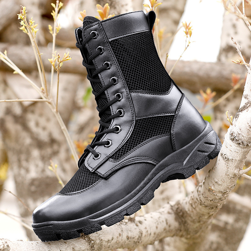 Summer Mesh Zipper Tooling Boots Men's Security Shoes Security Check Men's Boots Outdoor Hiking Hiking Shoes Ultra Light Breathable Boots