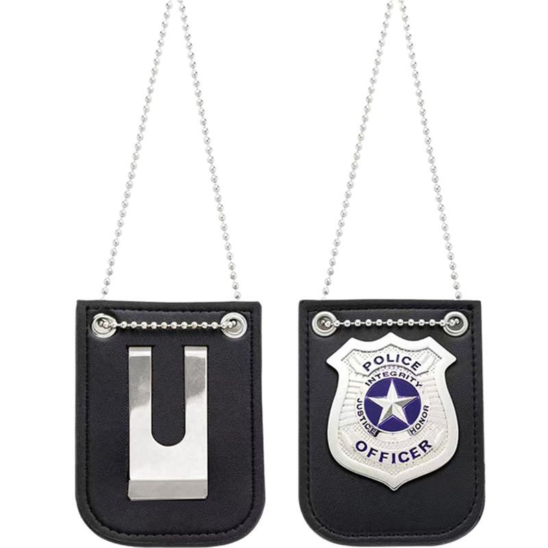 Cross-Border Kidsren's Toy Police Badge Accessories Halloween Police Role-Playing Accessories Badge Pu Metal Police Badge