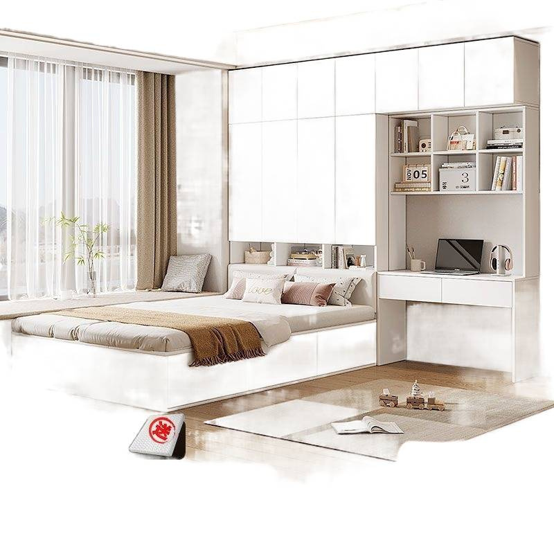 Solid Wood Wardrobe and Bed Cabinet Integrated Small Apartment Home Bedroom Customizable Tatami Bed Multi-Functional Storage