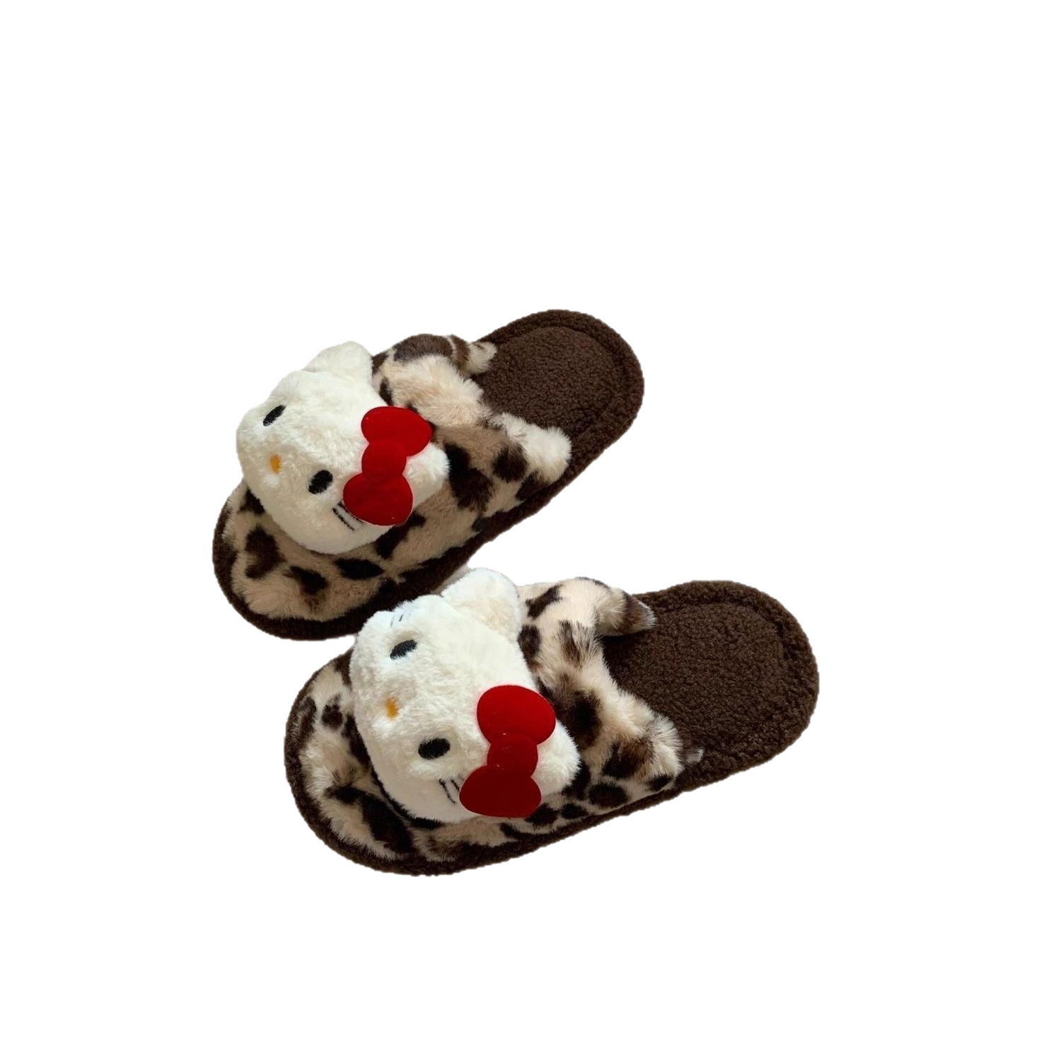 时尚可爱猫咪小众毛毛鞋女外穿2025年秋冬新款卡通豹纹厚底包头拖