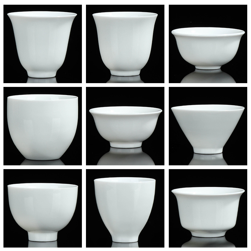 Dehua White Porcelain Kung Fu Tea Set Tea Cup Bamboo Hat Cup Company Custom Logo Gift Shop Event Souvenir