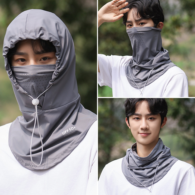 Маска для защиты от солнца для женщин, летняя полная маска, 2025 год, из ледяного шелка, защита от УФ, интегрированная шапка для защиты шеи