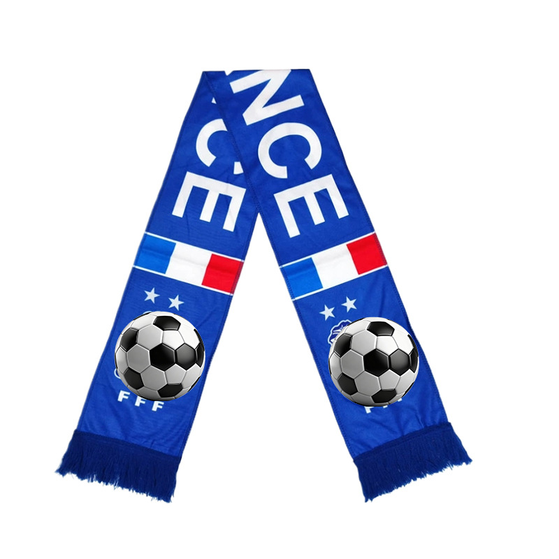 Customized World Cup France National Team Color Block Emblem Slogan Scarf Fan Marathon Event Cheerleading