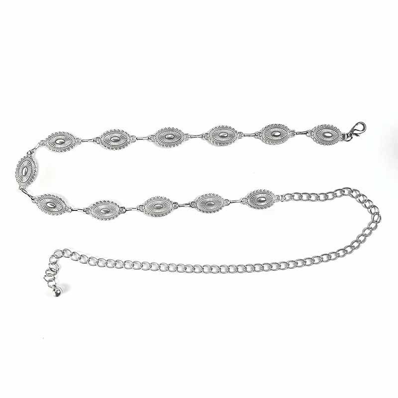 Accessories Retro Silver Wave Dress Design Waist Chain Style Simia with High-End Belt Summer Metal