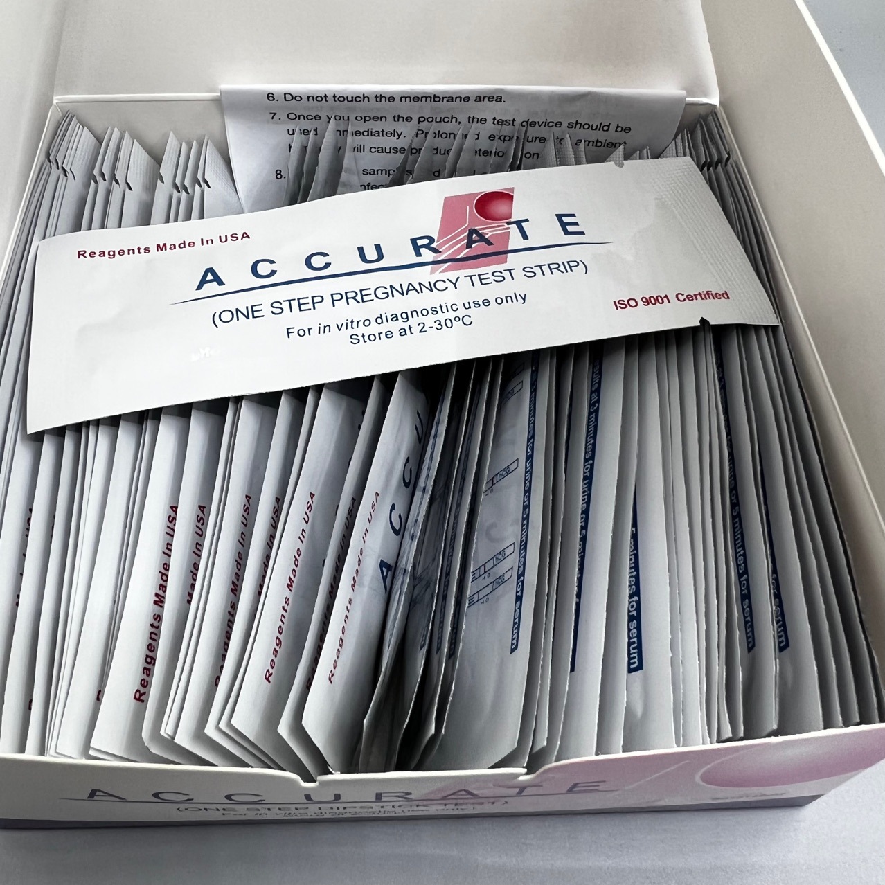 Cross-Border Export English Version Hcg Test Strips 50-Pack Portable High-Accuracy Medical Care Rapid Pregnancy Test