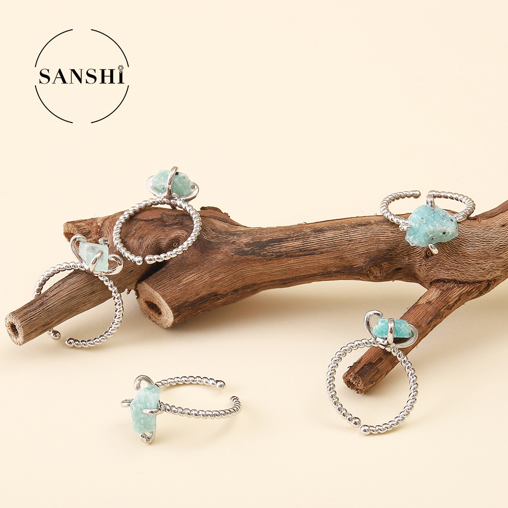 Cross-border hot sale ins style natural stone ring natural crystal white crystal factory direct new products listed