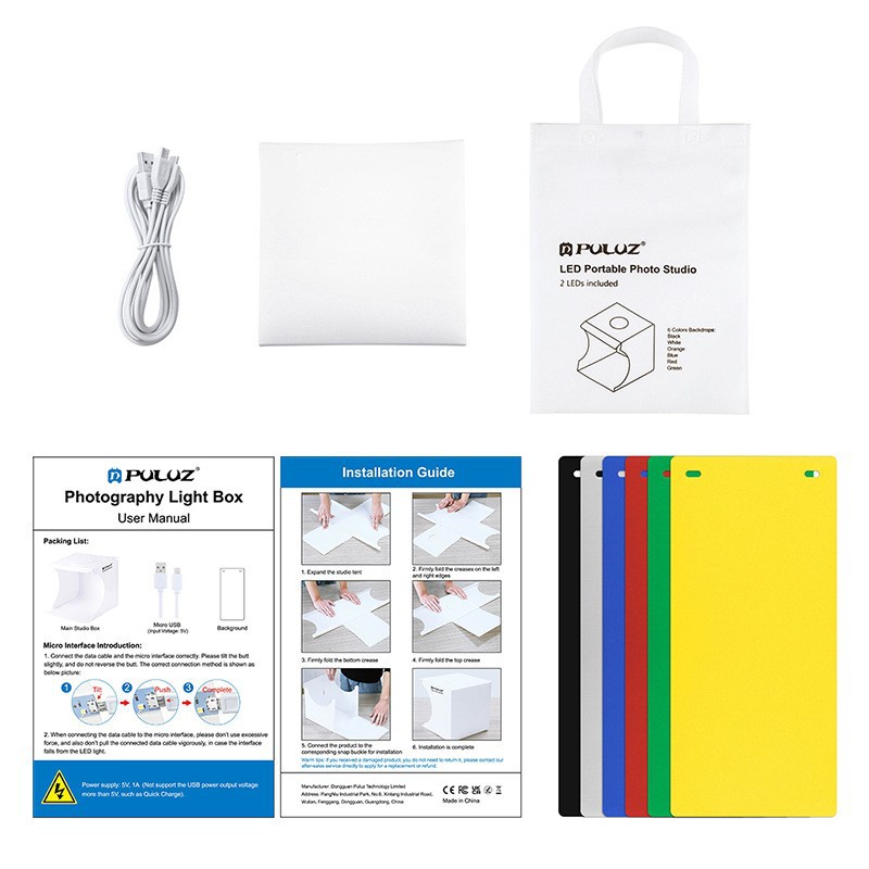 Puluz Fat Cow 20cm Dual-Light High-Brightness Portable Folding Led Photo Studio Small Photography Props Photography Equipment