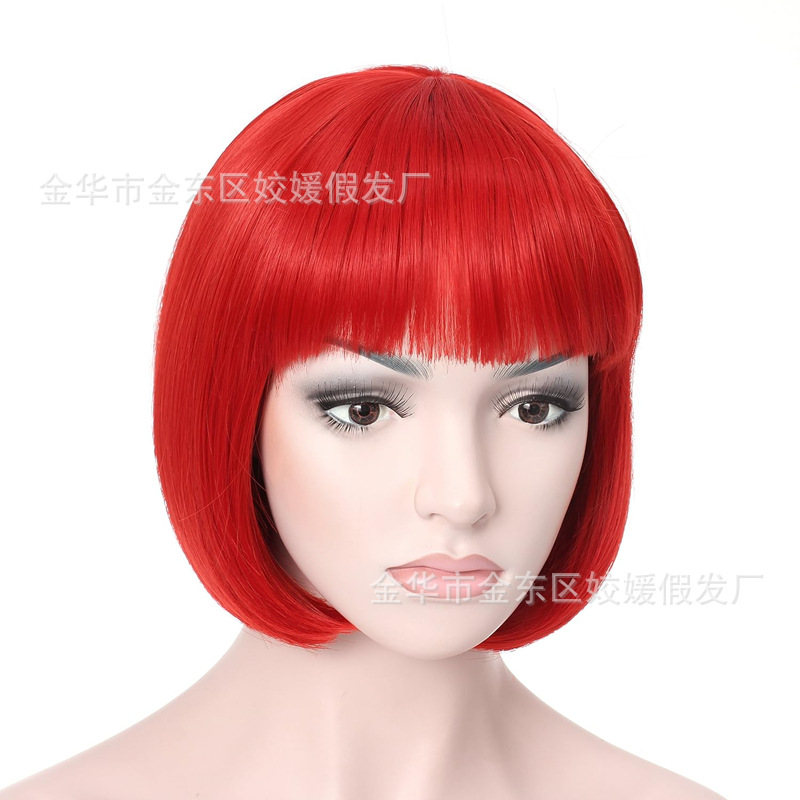 Factory direct Qi bang universal wig bobo head student hair children bobo head color wig women's short hair
