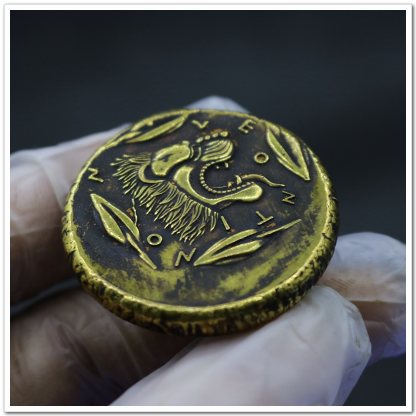 Ancient Greek Commemorative Coin Brass Gilt Material Antique Craft Solid Gold Coin Nugget