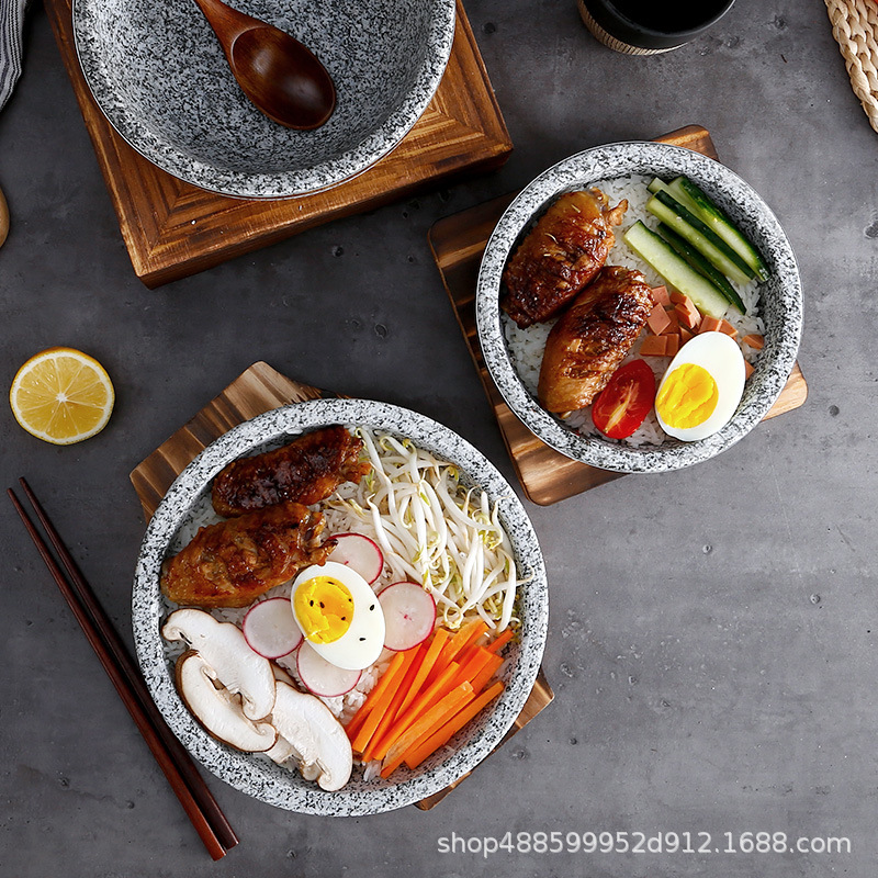 Korean style stone pot stone bowl authentic South Korea cuisine high temperature resistant natural stone pot bibimbap stone pot bubble chicken for commercial use