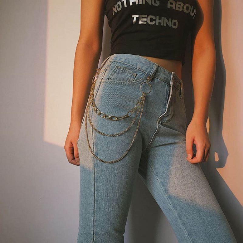 Европейская и американская кросс-бодер модная персонализированная металлическая цепочка на талии в стиле хип-хоп, модный панк стиль, многоуровневая цепочка для одежды и брюк