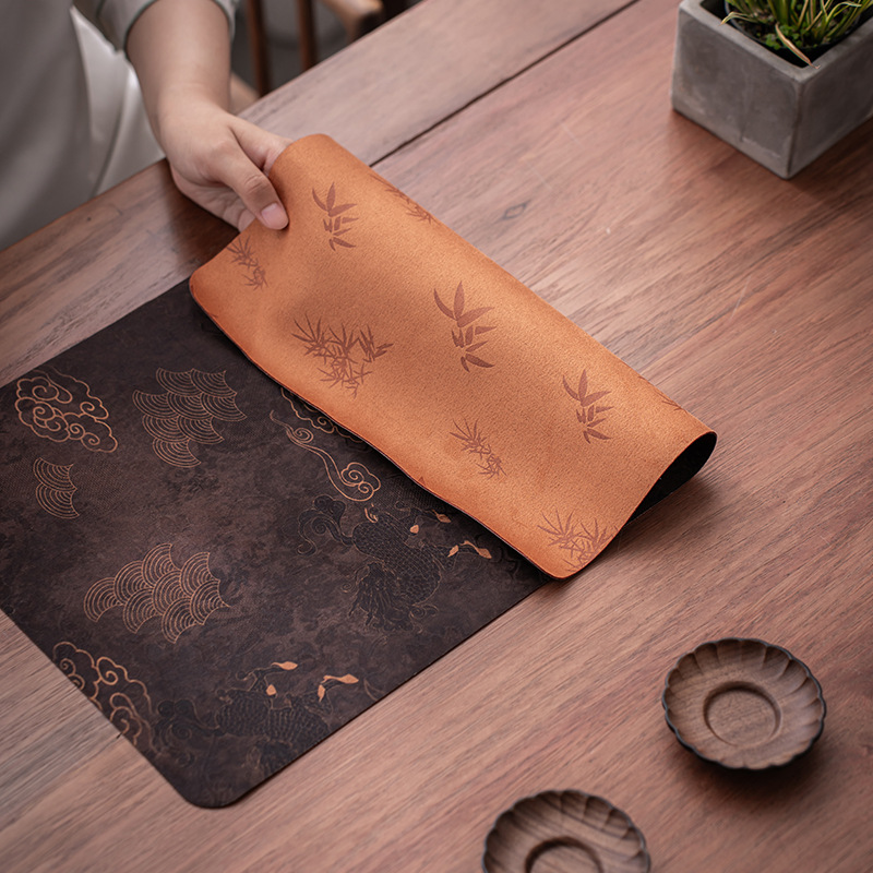 Small Tea Mat Made of Fragrant Cloud Gauze Fabric, Double-Sided Dry Tea Mat, Heat-Insulating and Waterproof, Chinese Style Coffee Mat, Cotton and Linen, Nishiki Weaving