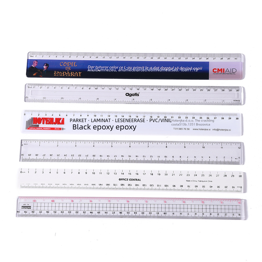 30cm ruler in stock mapping advertising multi-functional student stationery plastic ruler injection molding black scale can be Wholesale