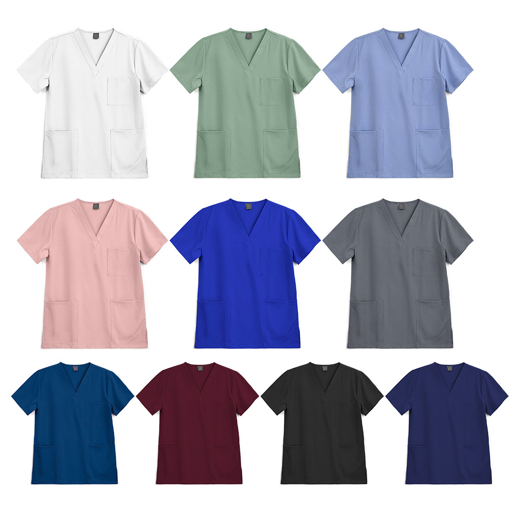 Тонкая рабочая одежда, V-образный вырез, униформа для медсестер в европейском и американском стилях, большие размеры, рабочая одежда для врачей, кремовый комплект для мужчин и женщин