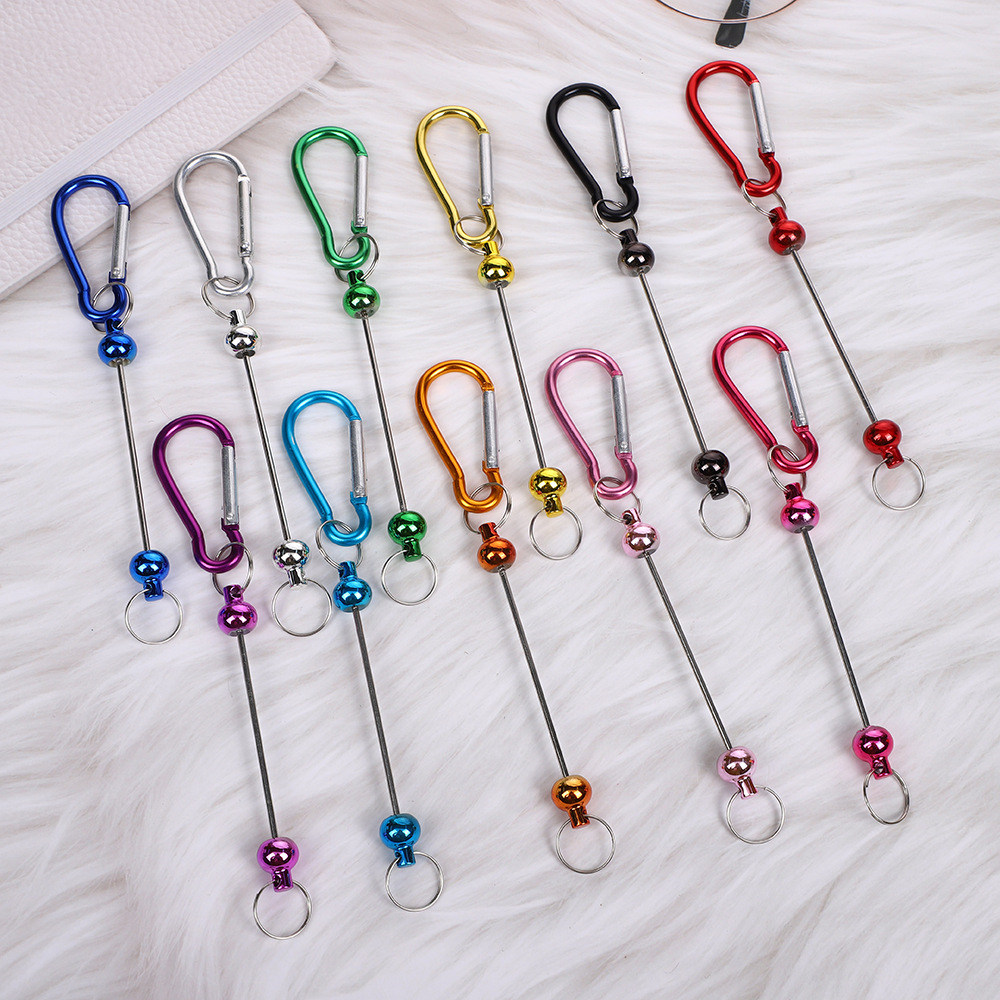 DIY карабин с бусинами, D-тип, переносной, ключница, аксессуары для женских сумок, креативный подвес