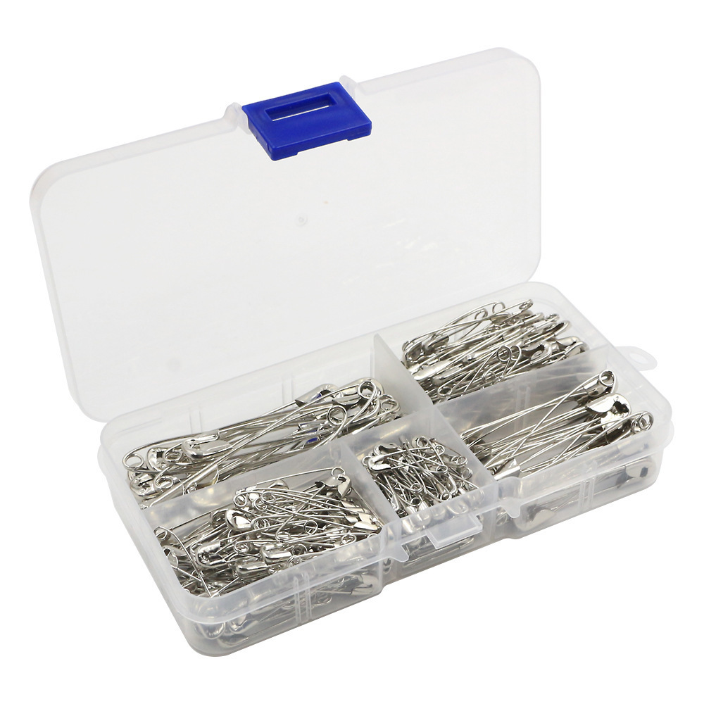 260 Pieces of Silver Nickel-Plated Pin Set, 5 Sizes, Handmade DIY Clothing Fixing Small Buckle Factory Direct Sale