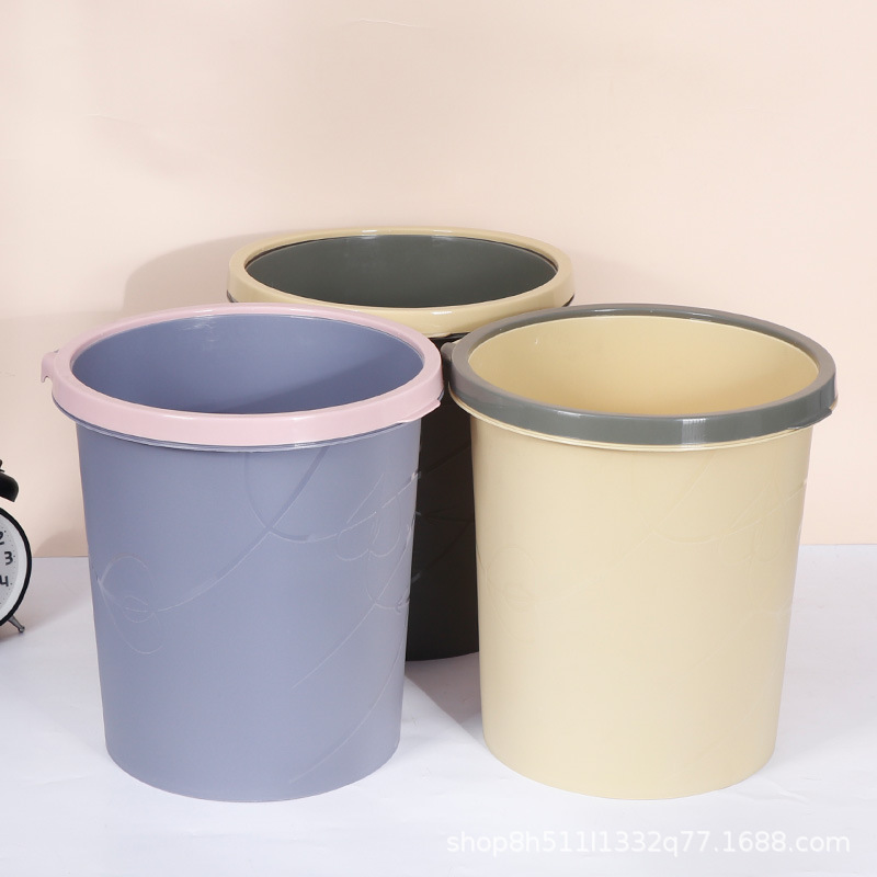 Household thickened one-piece pressure ring trash can office living room kitchen storage bucket printing logo garbage classification bucket