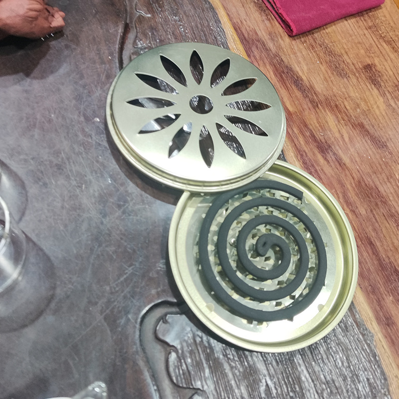 Mosquito Incense Box Tray Shelf Iron Household Mosquito Incense Tray with Lid Grey Tray Creative Multifunctional Mosquito Incense Rack Wholesale