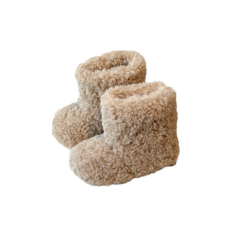 Children's Velvet Snow Boots 2025 Winter New Style Girls Korean Style Princess Short Boots Little Girls Warm Woolen Cotton Boots