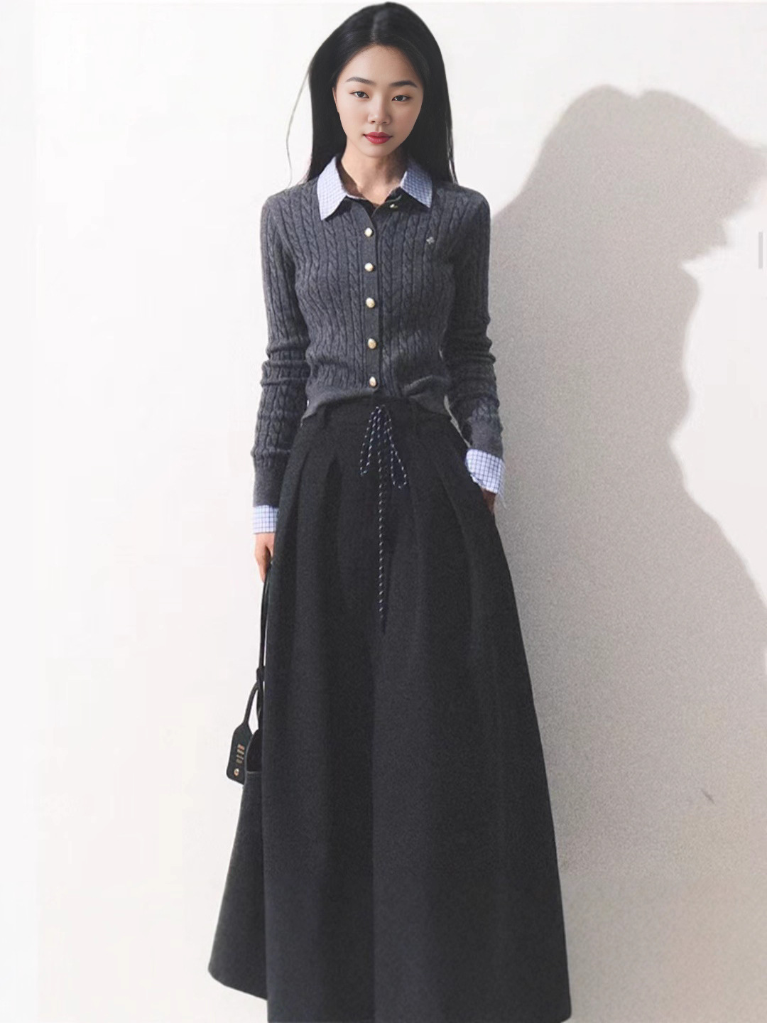 成长过程"经典老钱学院毛针织衫多色圆领简约百搭开衫女外贸女装