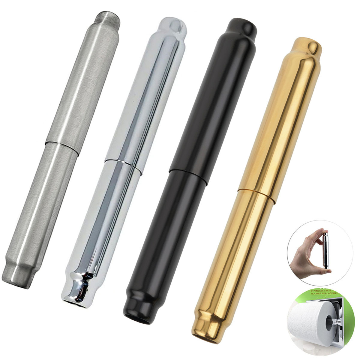 Нержавеющая сталь трубка для рулона бумаги корень держатель для туалетной бумаги телескопическая трубка аксессуары для рулона бумаги многоцветные