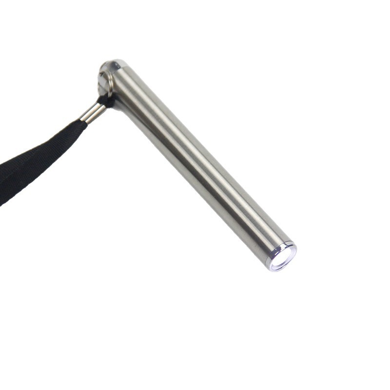 Hand pressure small flashlight electronic strong light spotlight stainless steel portable lighting LED light mini carabiner key