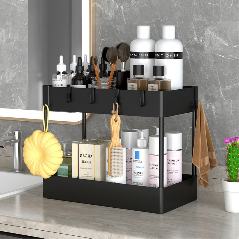 Amazon Pull-Out Double-Layer Under-Sink Storage Rack Kitchen Storage Box Desktop Multi-Functional Spice Storage Rack