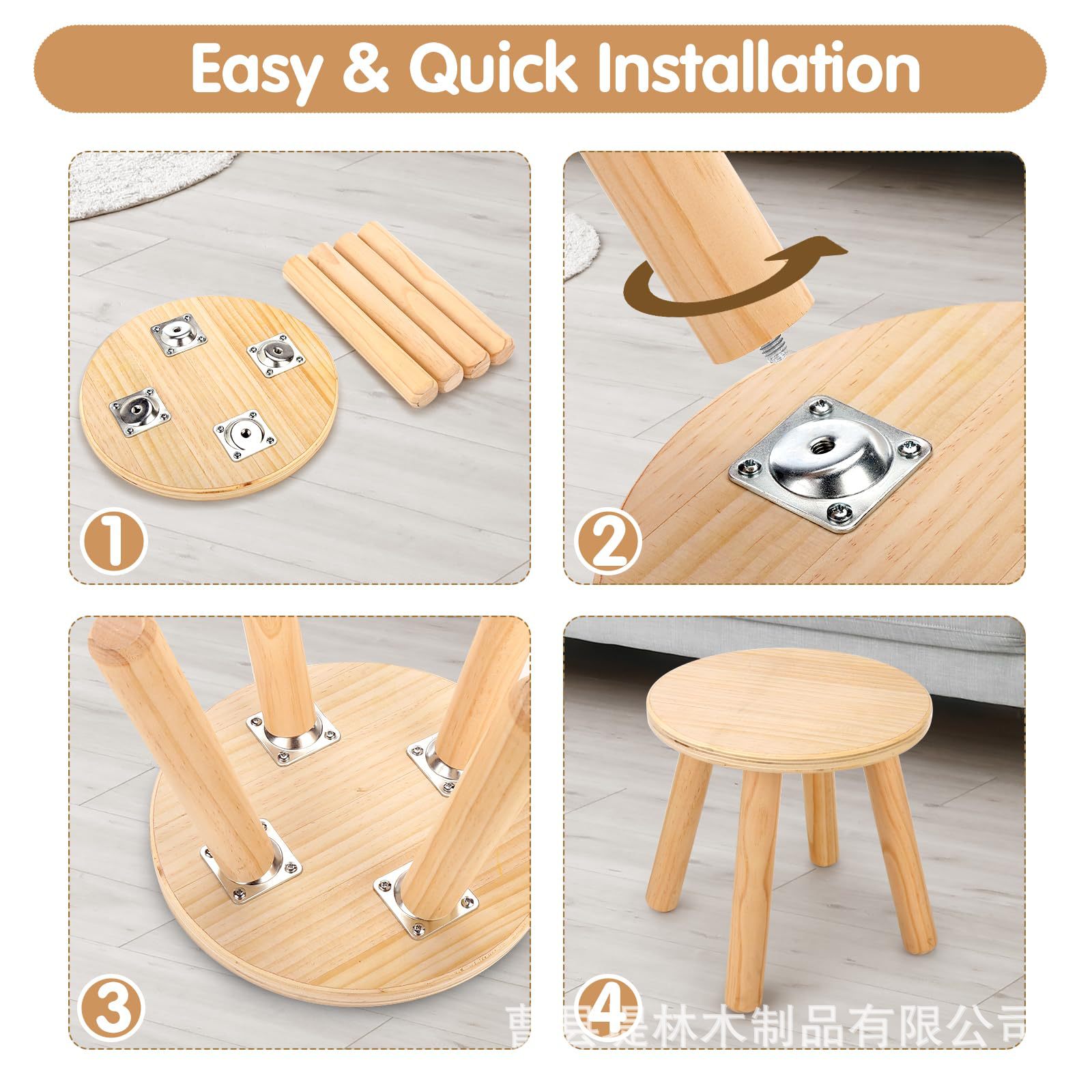 Ready-To-Ship Wooden Children's Stool for Home Use, Solid Wood Children's Seat, Wooden Toddler Footstool, Round Children's Stool