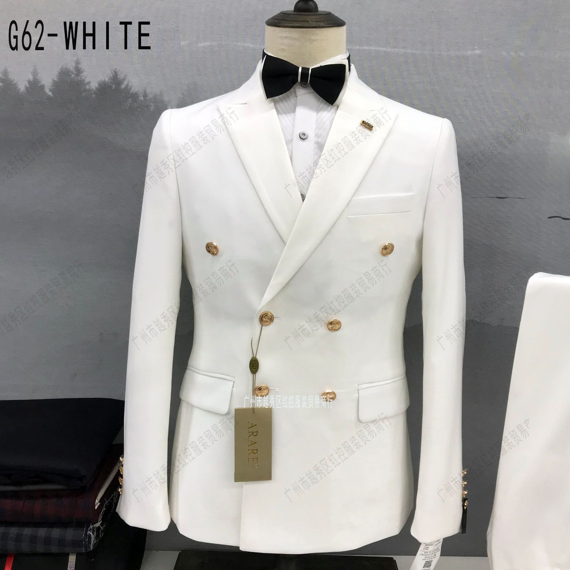 Men's Suit Export Men's Suit Double-Breasted Suit Classic Suit White 6 Buttons Malesuit