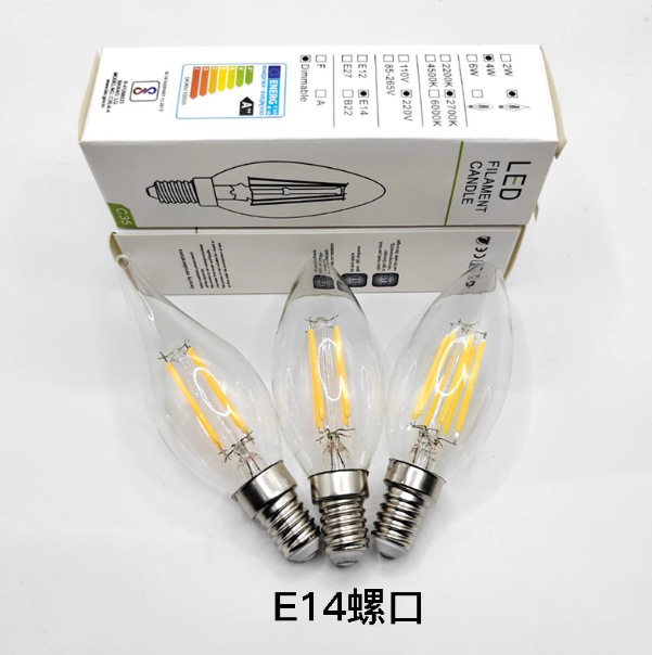 Led Candle Bulb E14 Small Screw Edison Tip Bubble Tail Warm Yellow Neutral White Light Energy-Saving Crystal Lamp Bulb