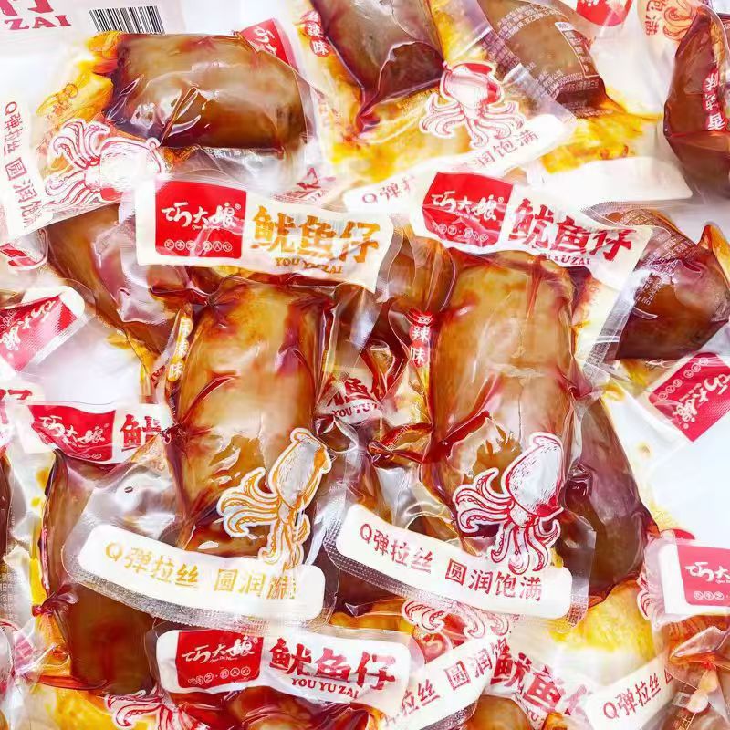 Aunt Qiao's Squid Snacks with Whole Seeds, Hunan-Style Snacks, Casual Food, Boxed Ready-To-Eat Packaging