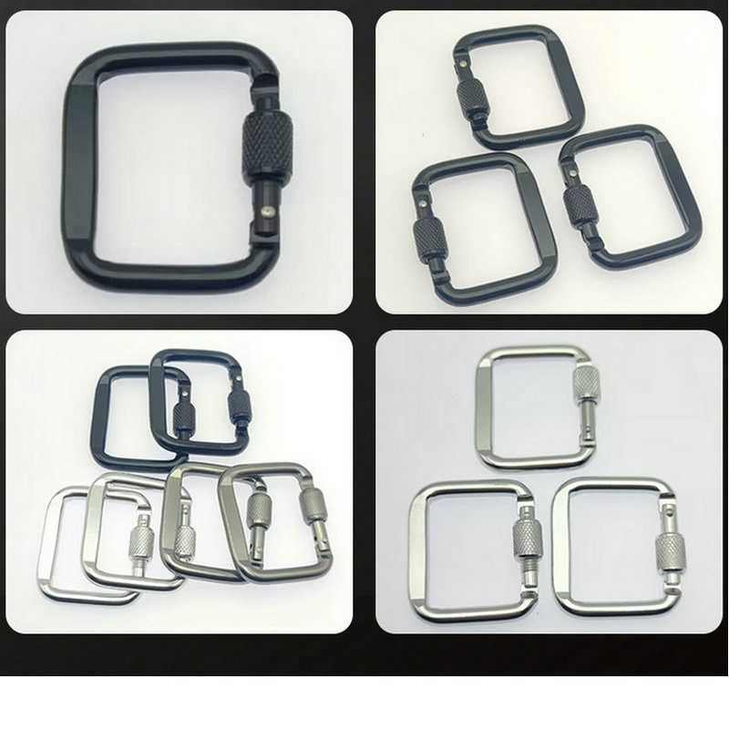 Square with nut carabiner with lock climbing buckle connecting buckle chain buckle safety buckle dog chain buckle quick connecting ring