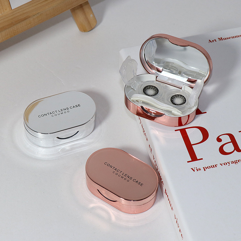 Glossy solid color contact lens couple box contact lens care box double box plastic contact lens storage box printable pattern