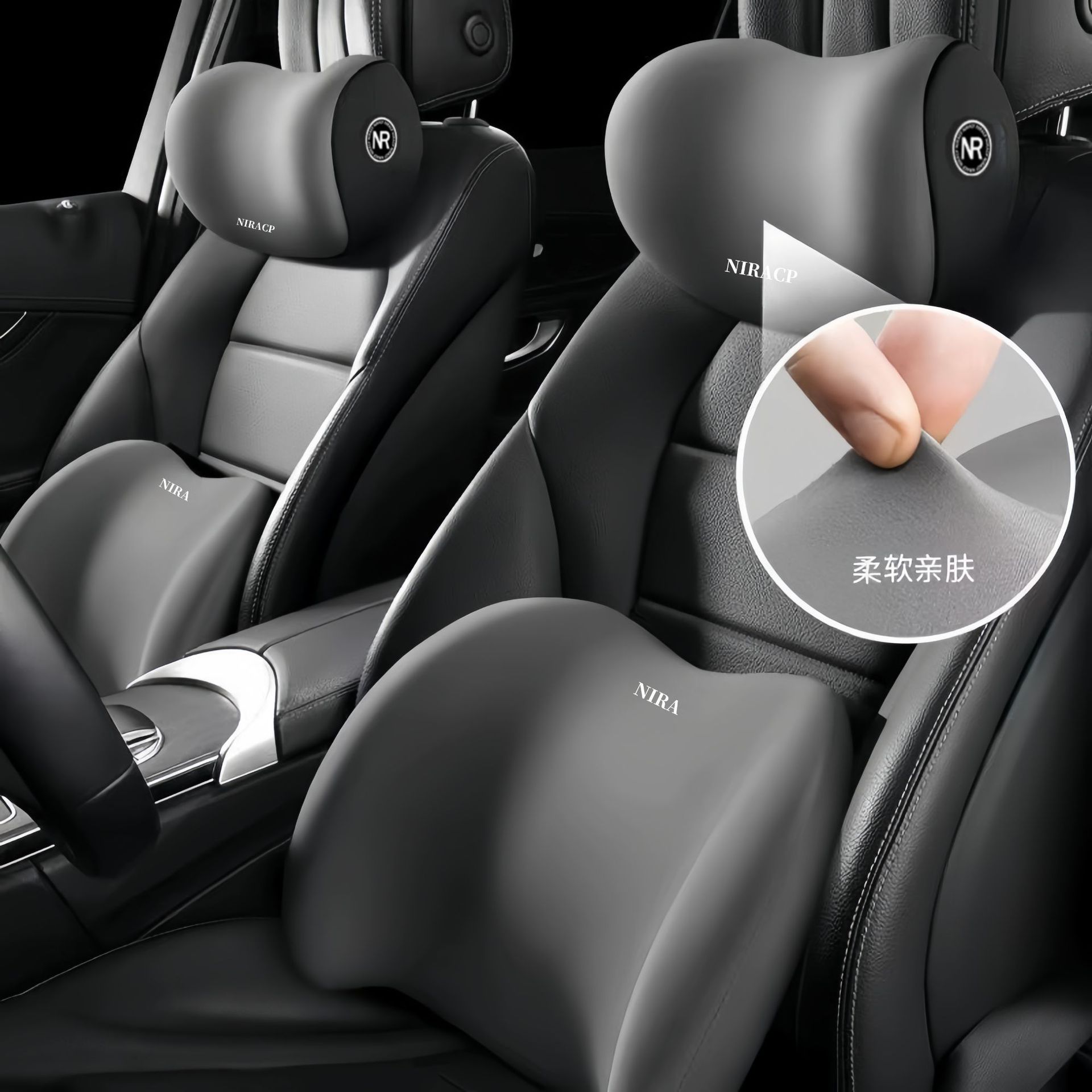 Car Lumbar Headrest Car Lumbar Cushion Driving Seat Backrest Artifact Car Cushion Head Pillow Waist Protection Pillow