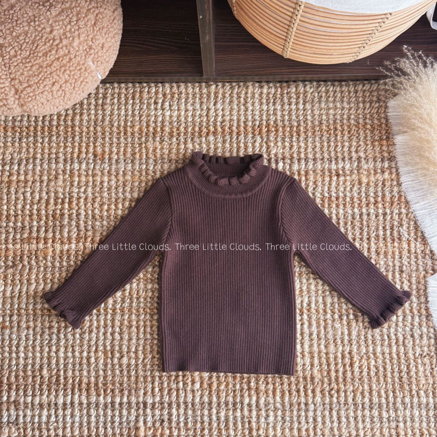 Baby Girl's Versatile Ruffled Fleece-Lined Base Layer Sweater for Autumn and Winter