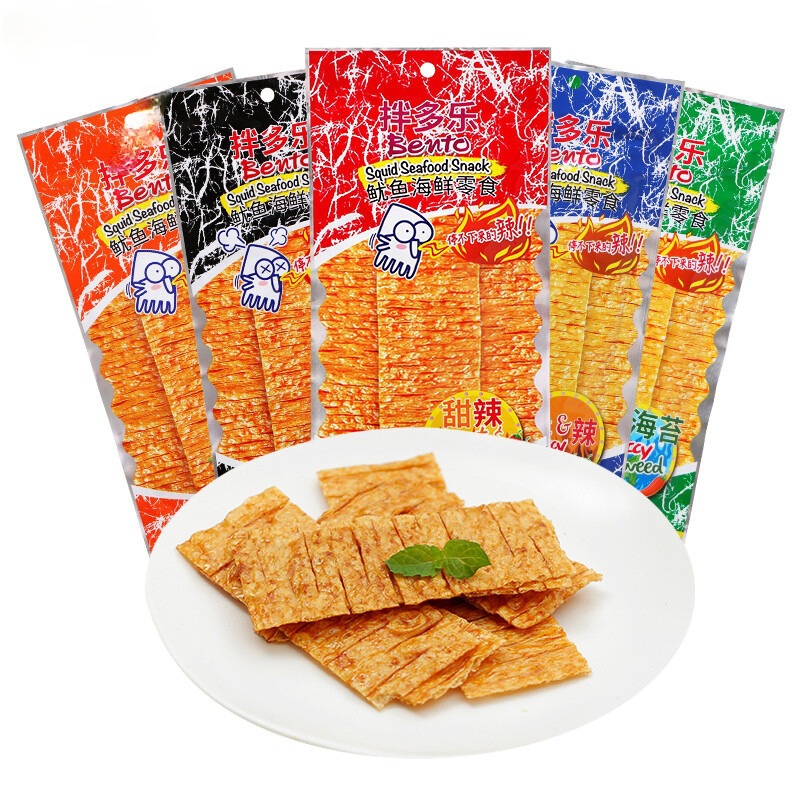 Импортированные из Таиланда смешанные ломтики кальмара Dole 20 г, сладкий острый вкус, чесночный вкус, рваные морепродукты, оптовая продажа ломтиков кальмара